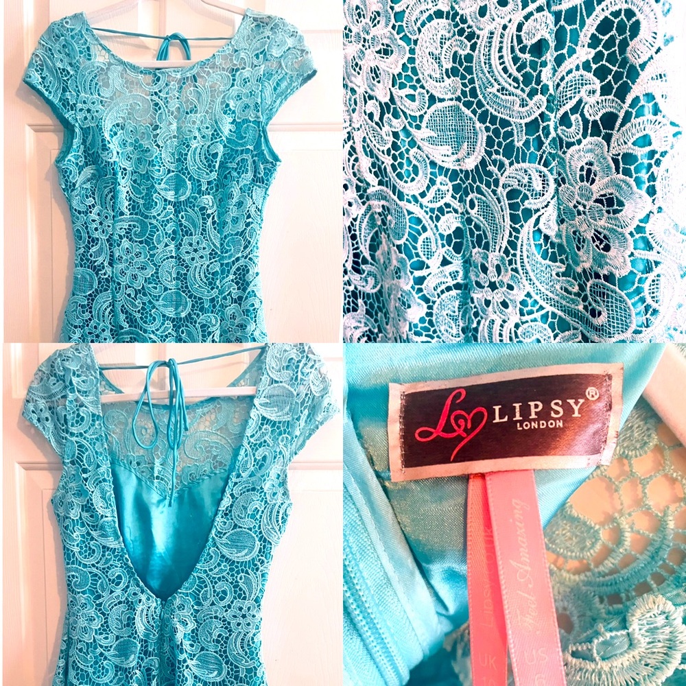 LIPSY London Tiffany Blue Lace Mini Dress